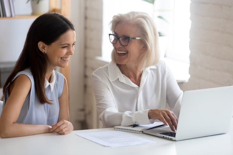 Young woman being mentored.