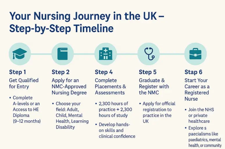 Your Nursing Journey in the UK - Step by Step Timeline