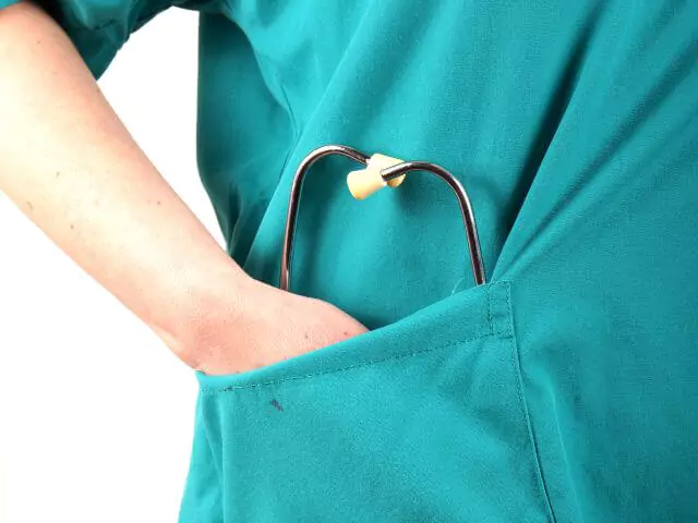 nurse with stethoscope in pocket