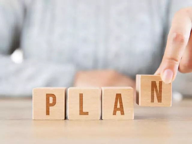 plan spelt in wooden blocks