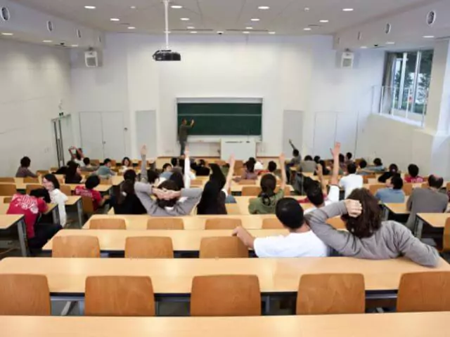 students studying in classroom