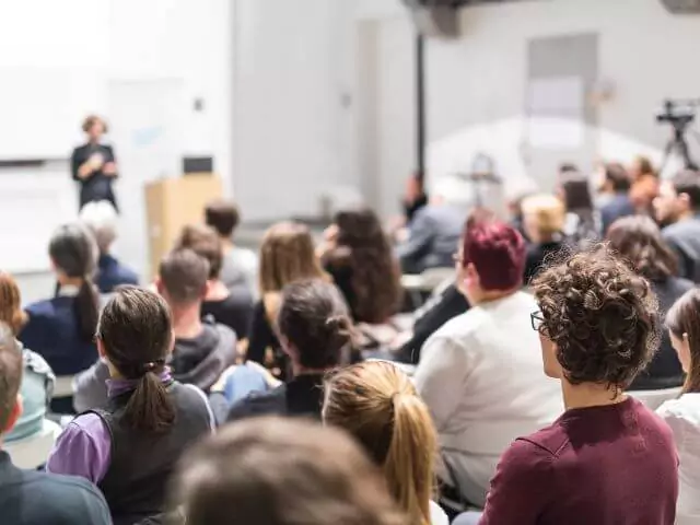 students sitting in lecture hall