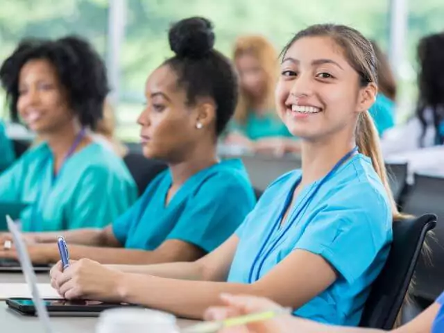 dental nurses in classroom studying