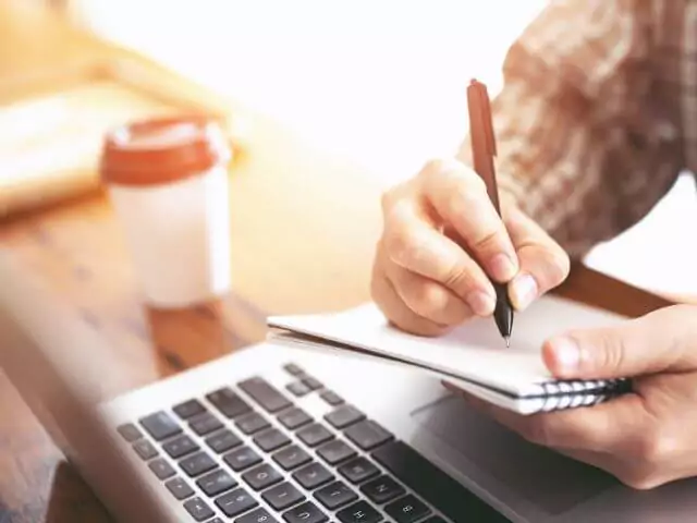 person studying on laptop