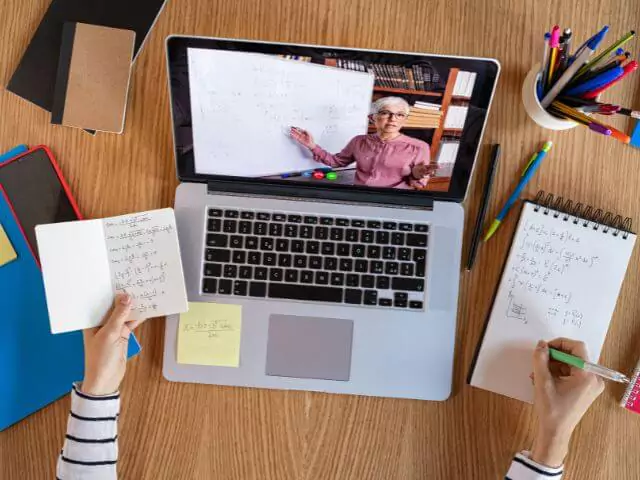 woman studying maths online