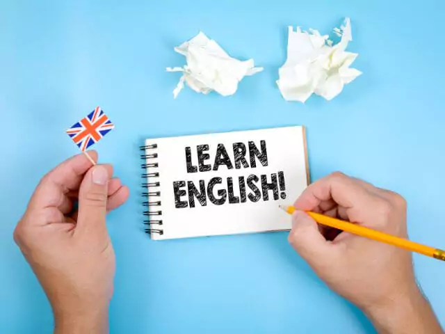 Learn English Written On Paper With English Flag