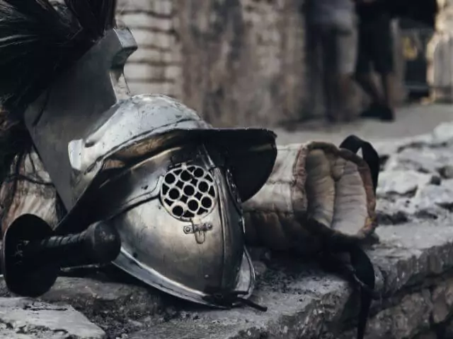 knights helmet on wall