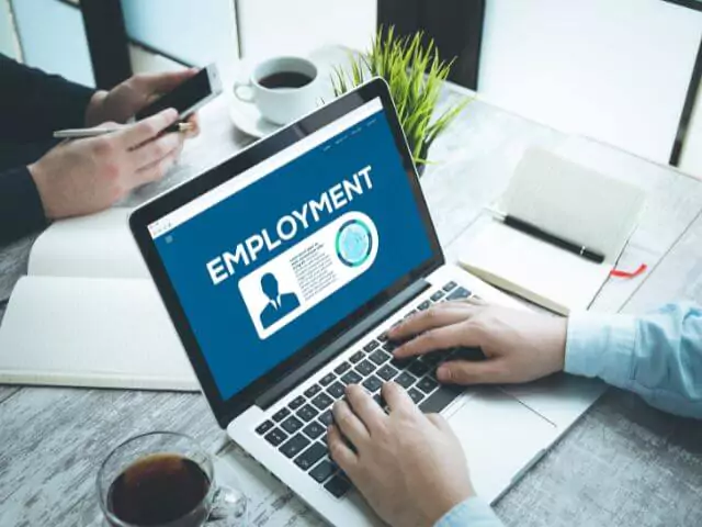 employment site on laptop screen