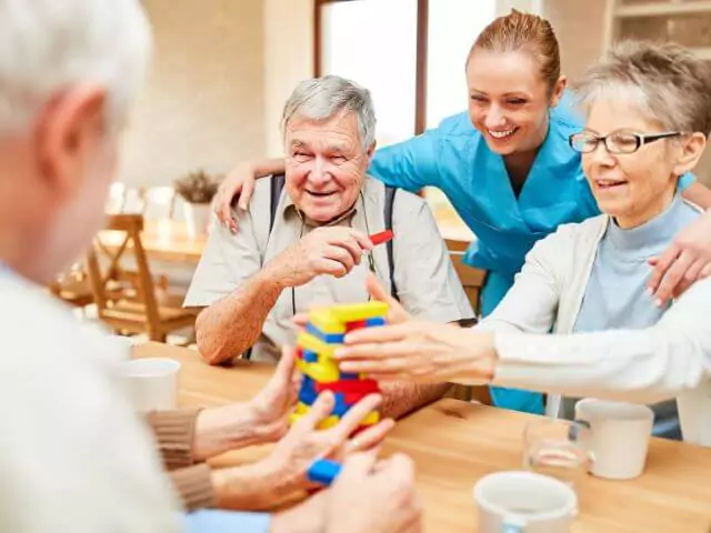 care home residents playing games