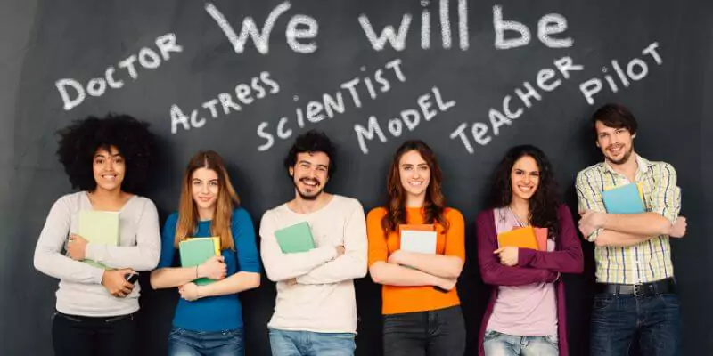 group of people with dream job titles written above them